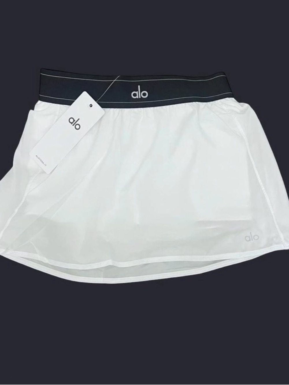 ALO Yoga White Mini Skirt with Black Waistband